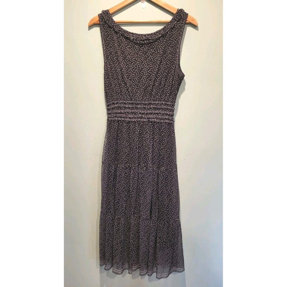 Black Polkadot Sleeveless Tiered Midi Dress Sz L Max Studio Dark Cottagecore - Picture 5 of 8